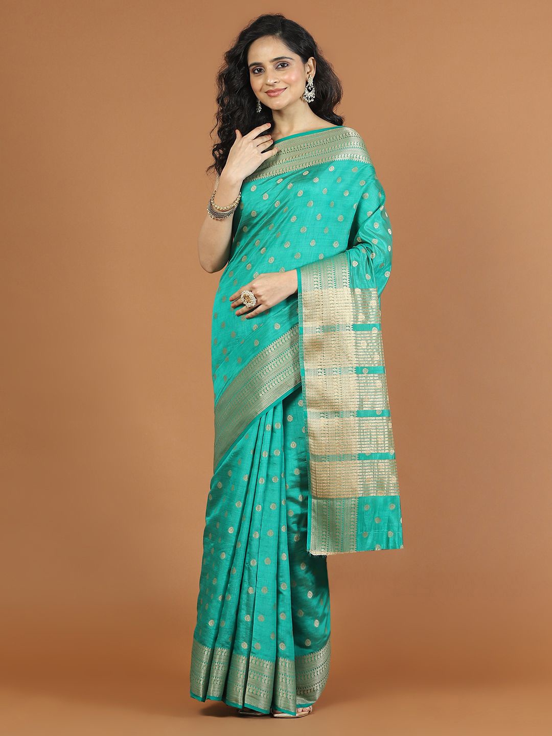 

Meena Bazaar Woven Design Zari Art Silk Saree, Green