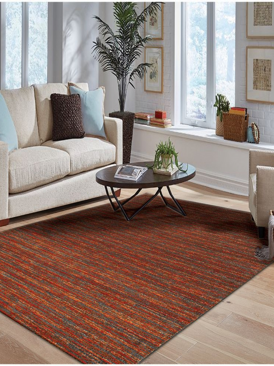 

DDecor Orange Anti-Skid Rectangular Carpet