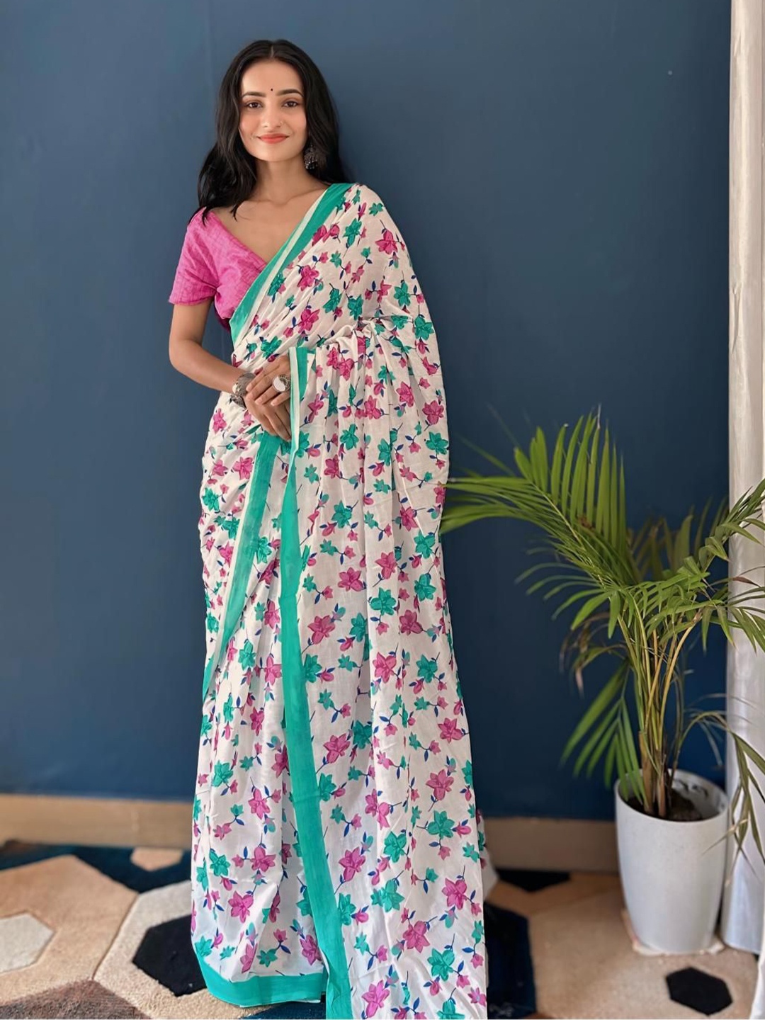 

Anouk Ethnic Motifs Pure Cotton Bagh Saree, Green
