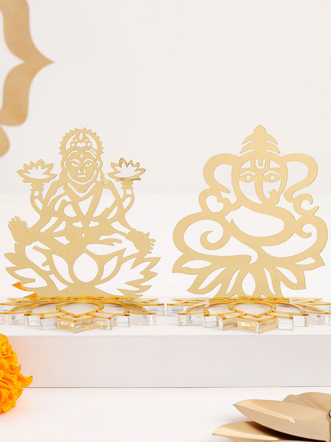 

IGP Golden Acrylic Ganesha & Laxmi Ji Showpiece, Gold