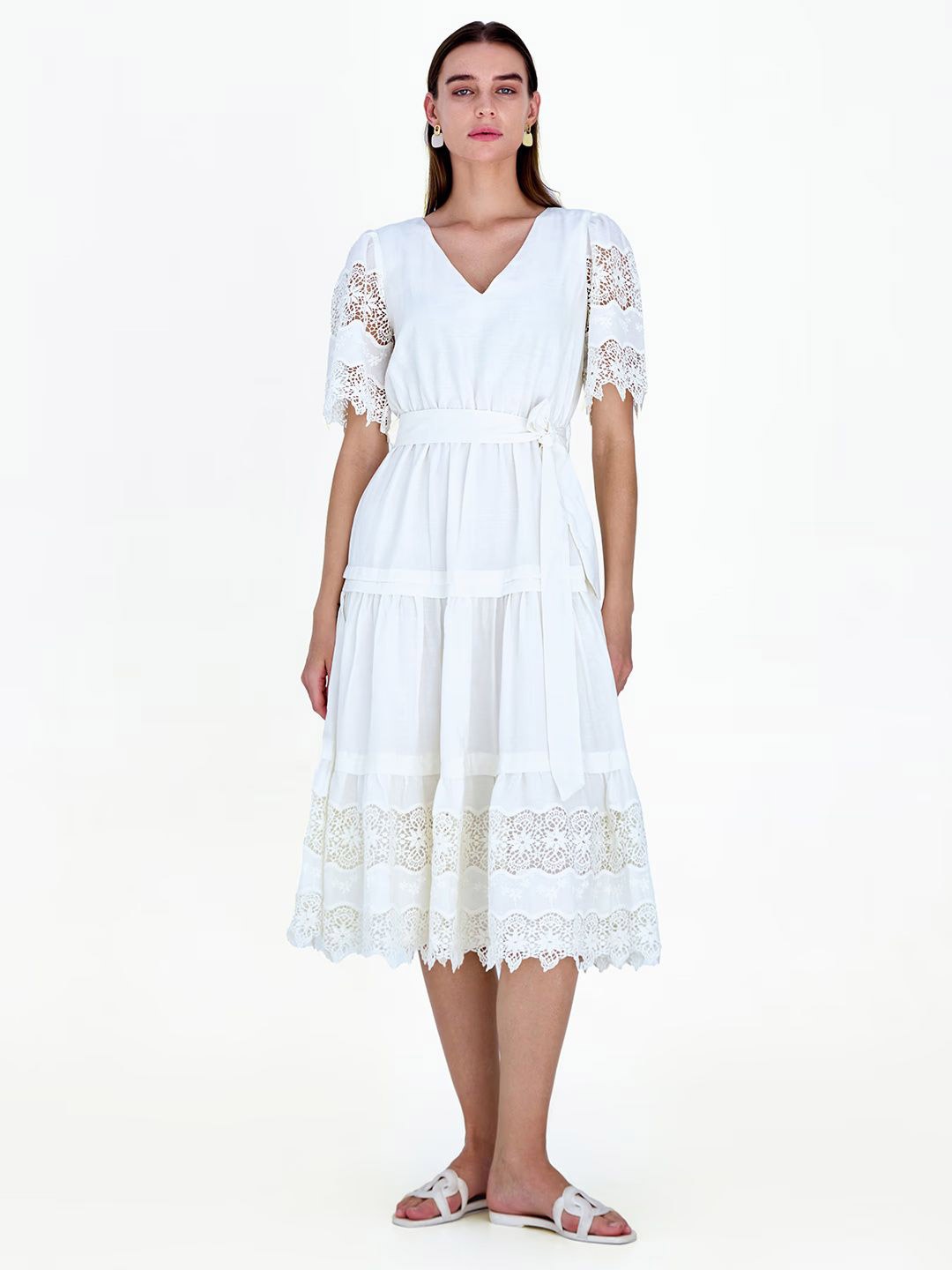

COVER STORY Embellished Fit & Flare Midi Dress, Off white