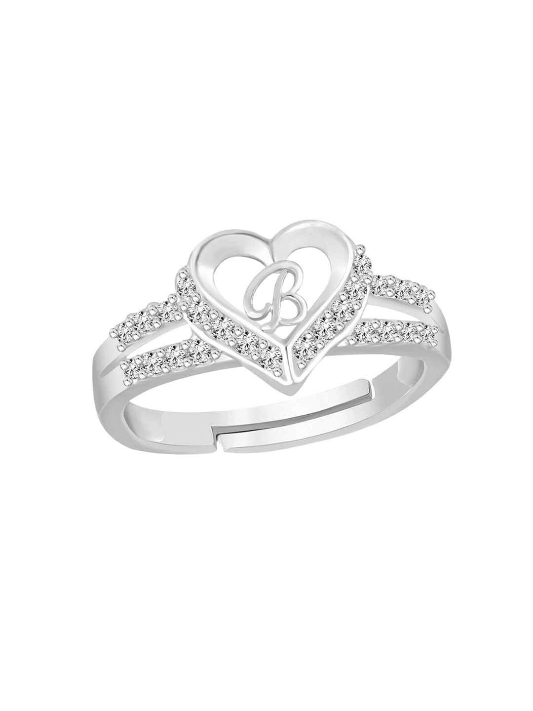 

Lila 925 Silver-Plated AD Studded Adjustable Finger Ring