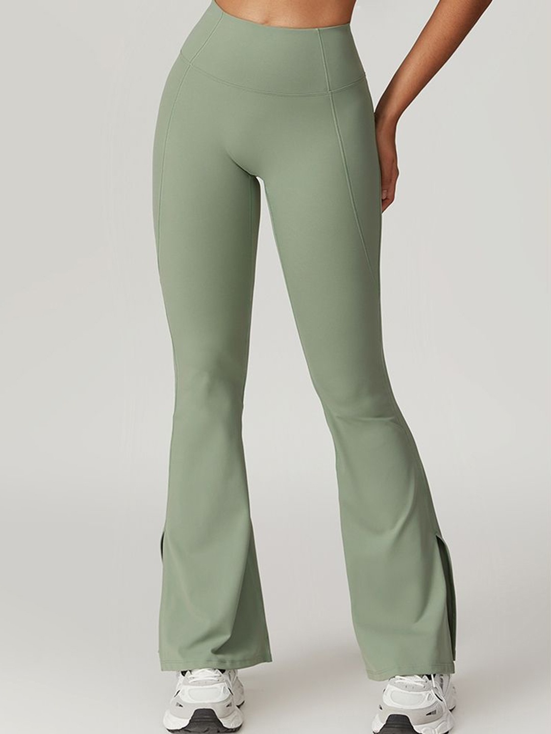 

LULU & SKY Women Slit-hem Mid-Rise Track Pants, Green