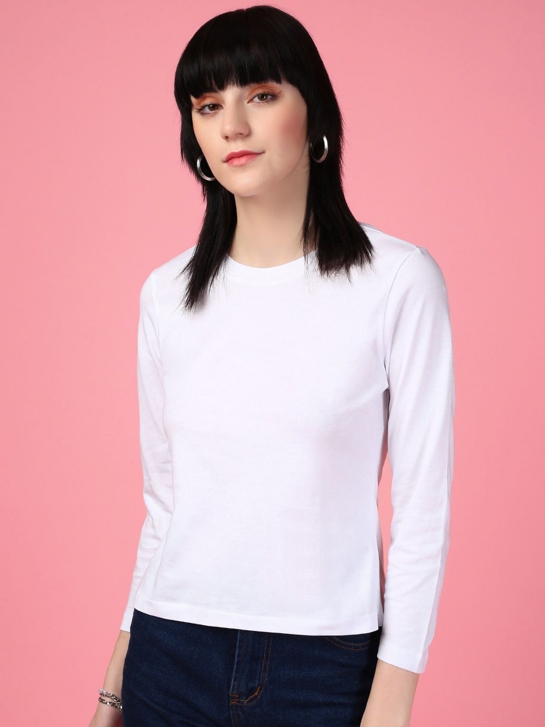 

DressBerry Women Solid Round Neck Cotton Slim Fit T-shirt, White