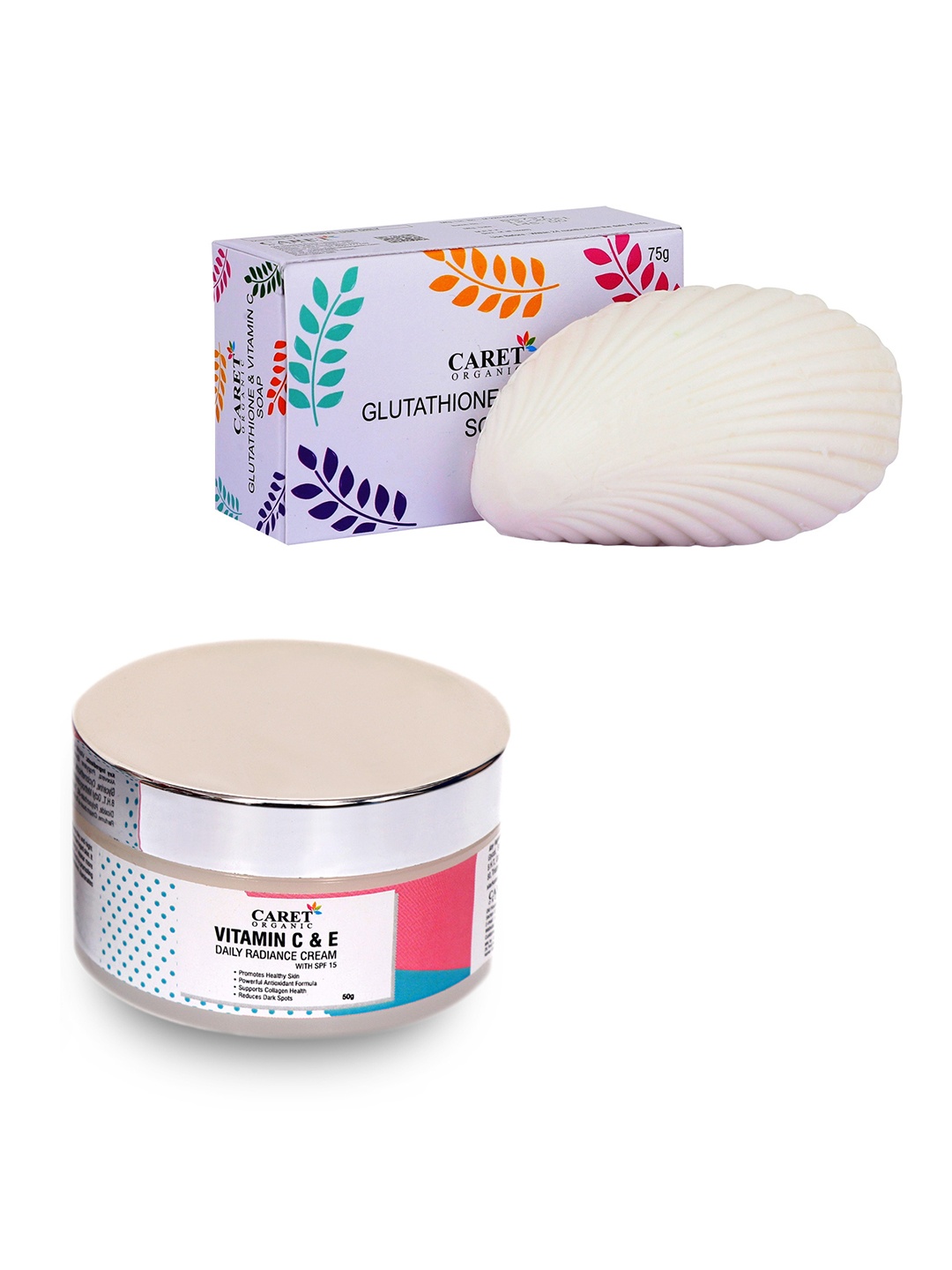 

CARET ORGANIC Set Of 2 Vitamin C Soap-75 g & Day Cream-50g, White