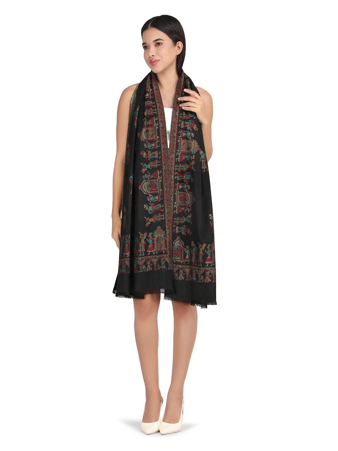 

Stole & Yarn Adults Woven Design Stoles, Black