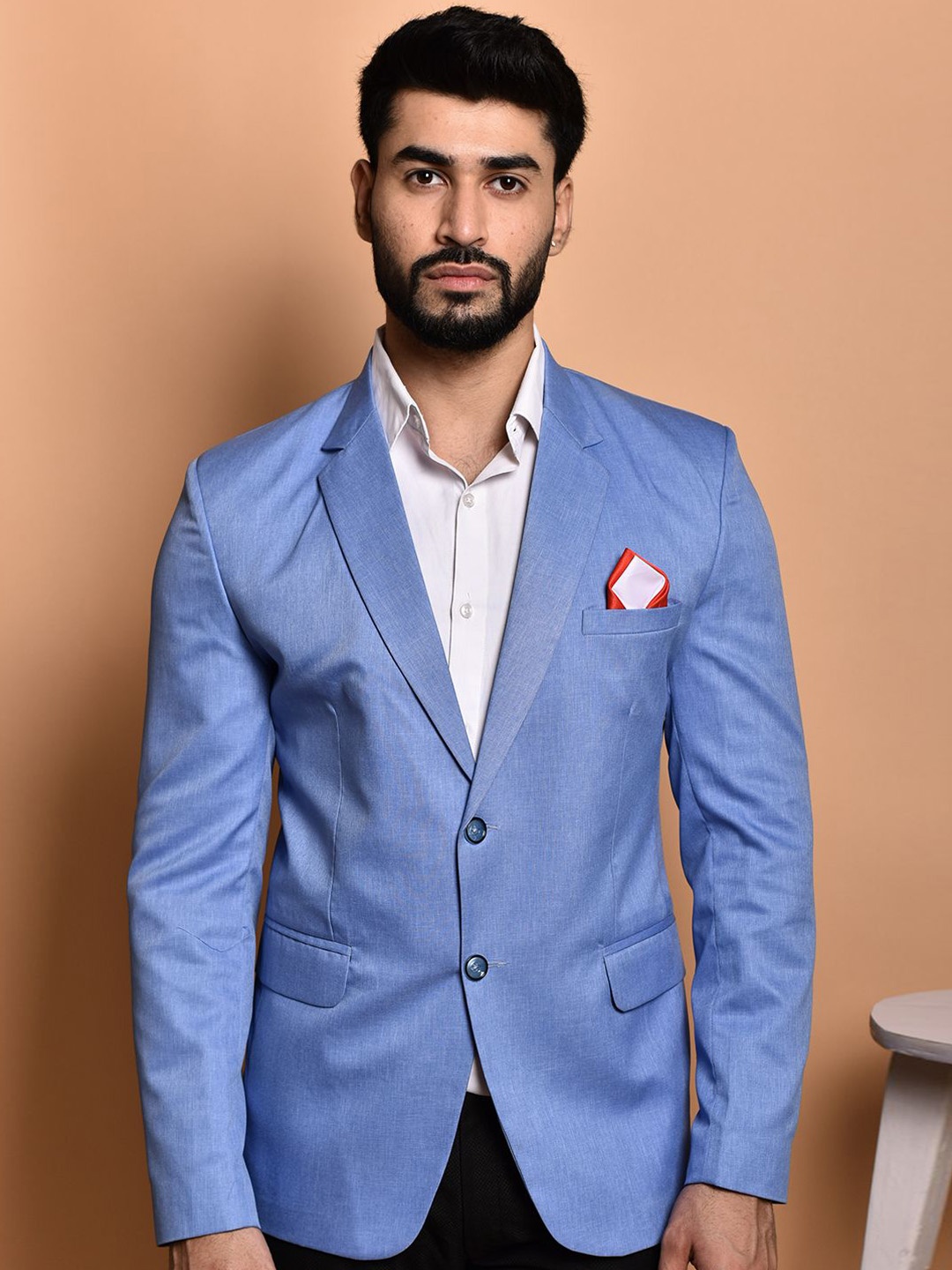 

PRINTCULTR Single-Breasted Formal Blazer, Blue
