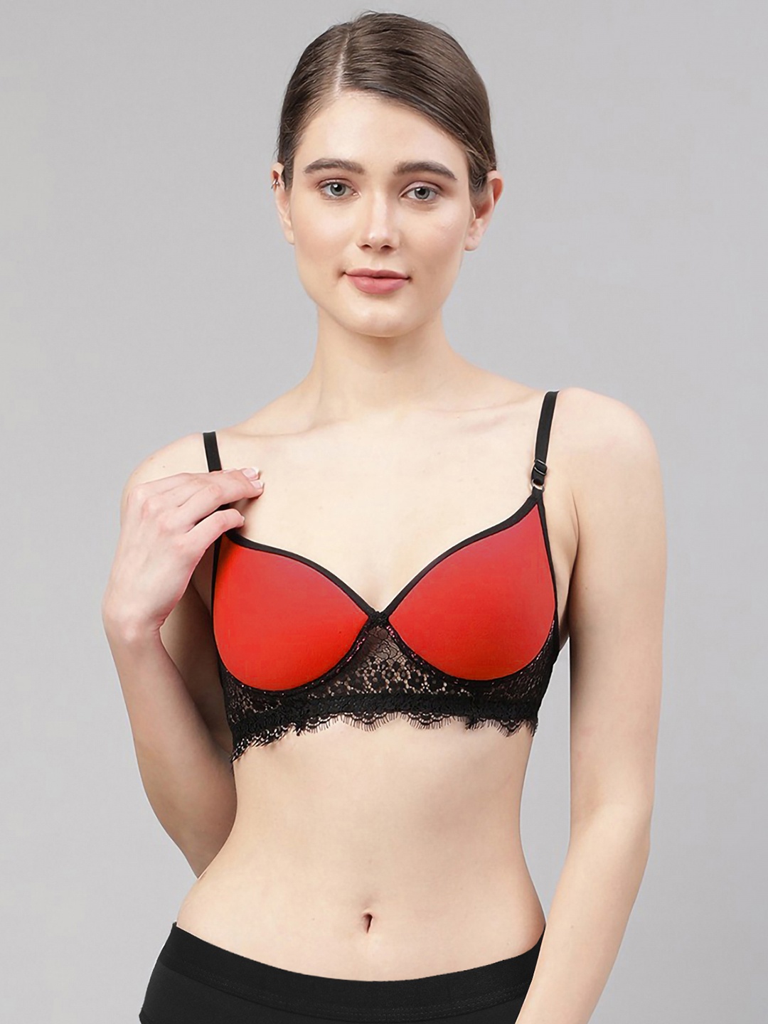 

AROUSY Lightly-Padded Non Wired Lingerie Set B_Cupri Set1, Red