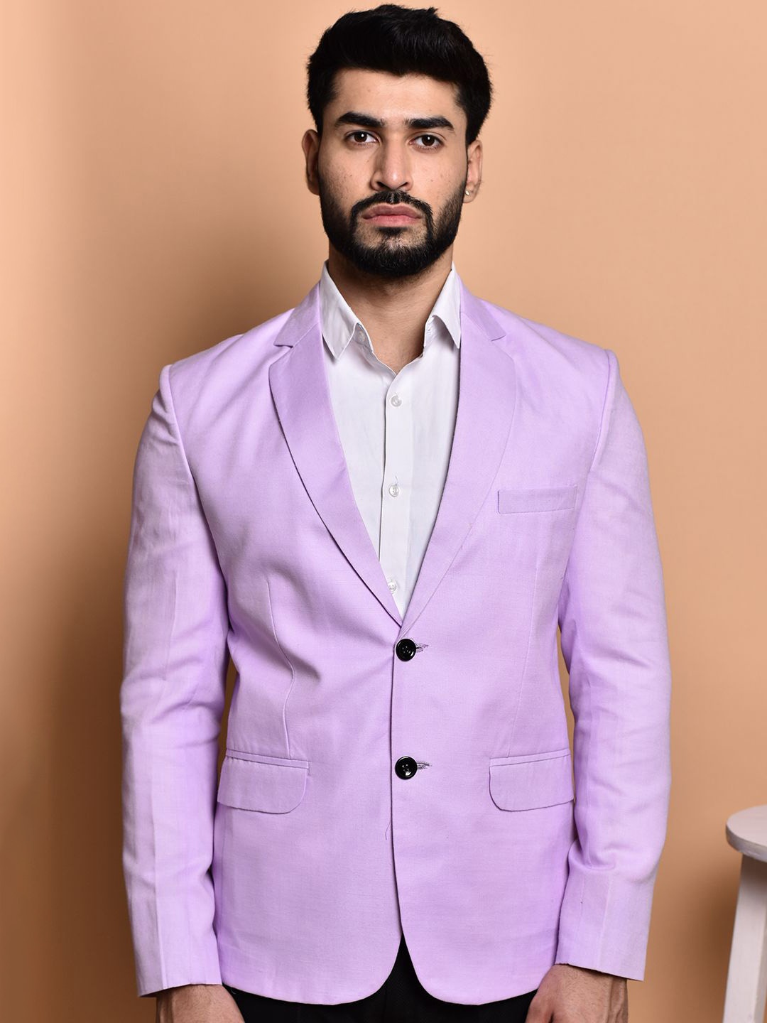 

PRINTCULTR Notched Lapel Single-Breasted Blazers, Lavender
