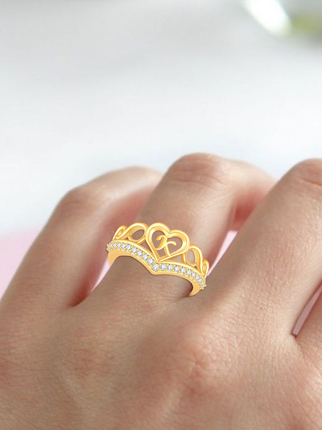 

Lila Gold-Plated Heart Shaped With K American Diamond Finger Ring