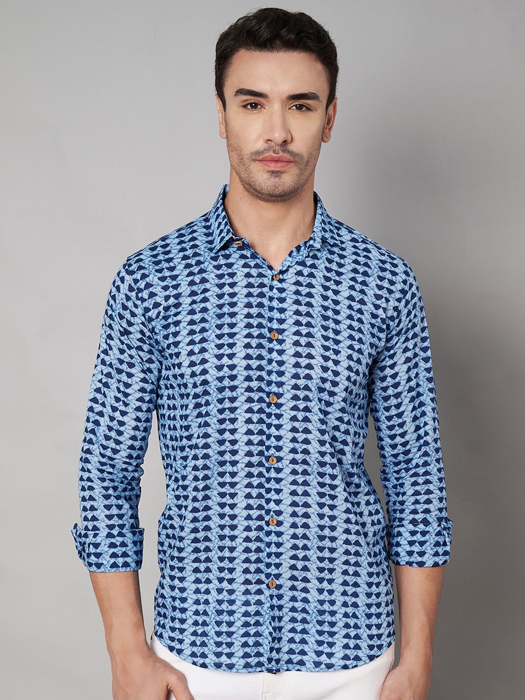 

KALINI Men Classic Opaque Printed Casual Shirt, Blue