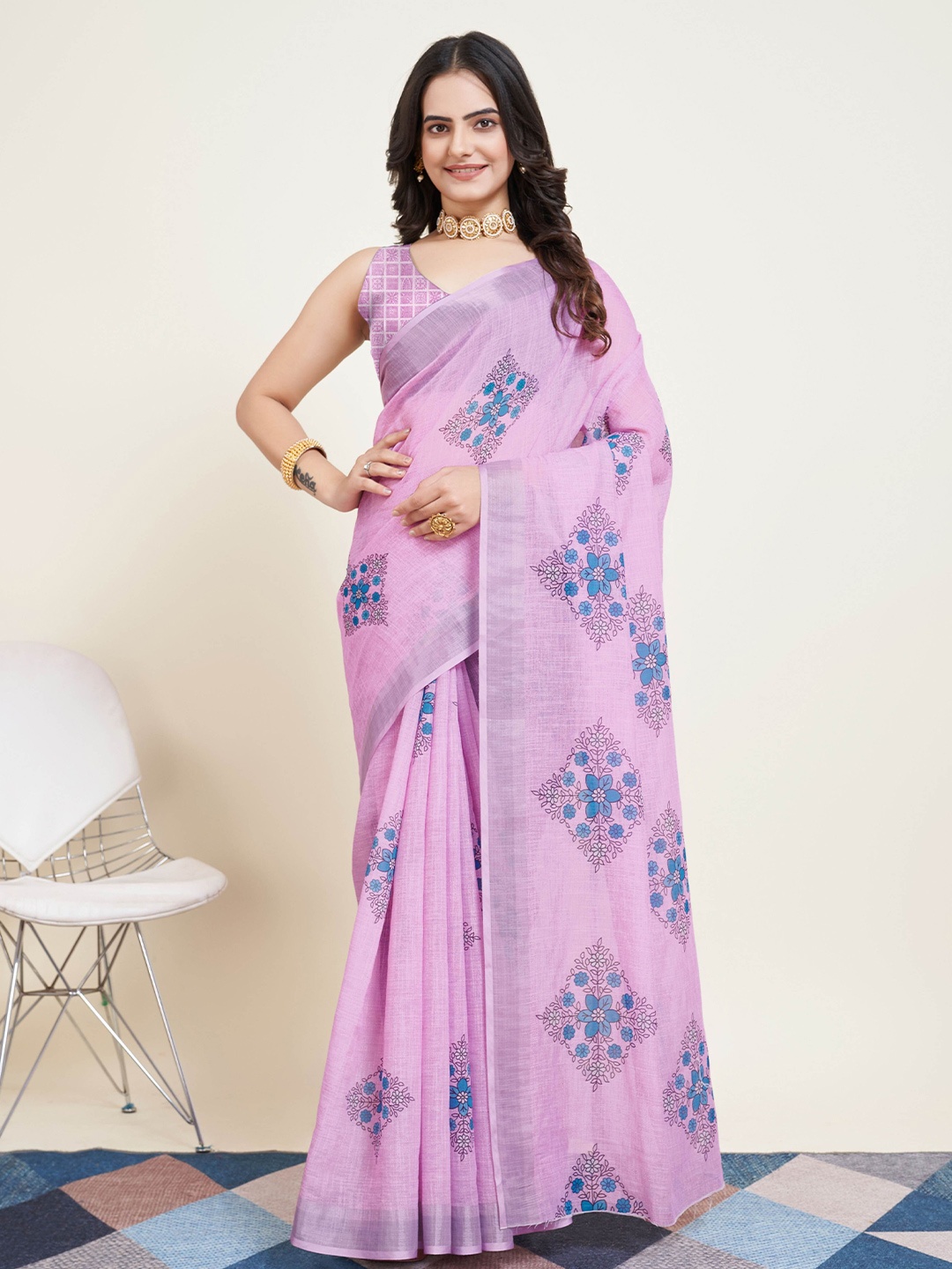 

Kriyansh Floral Pure Georgette Saree, Purple