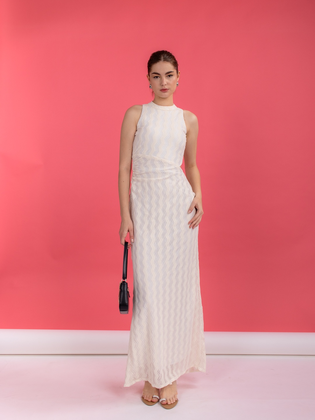 

Stylecast X Hersheinbox Self Design Sheath Maxi Dress, Cream