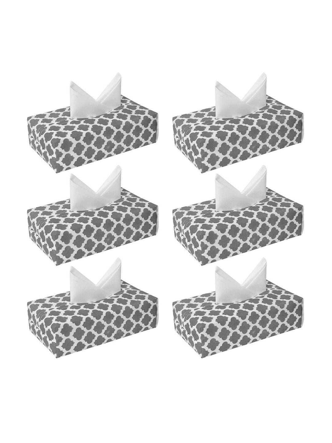 

prettykrafts Grey & White 6 Pieces Printed Tissue Holders