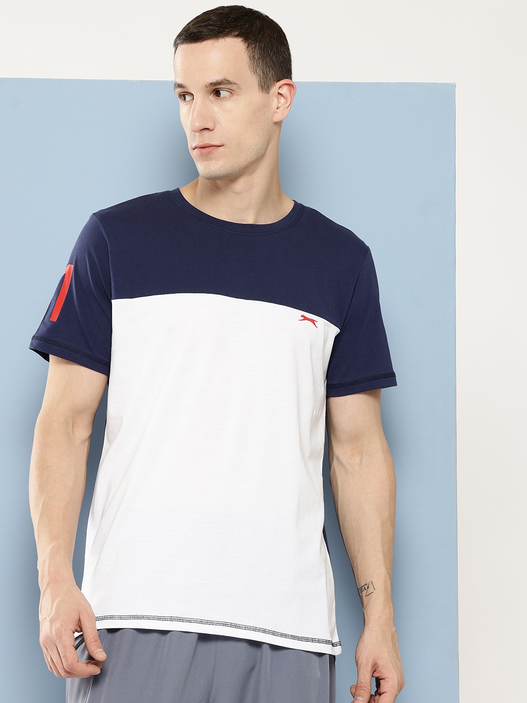 

Slazenger Colourblocked Pure Cotton T-shirt, Navy blue