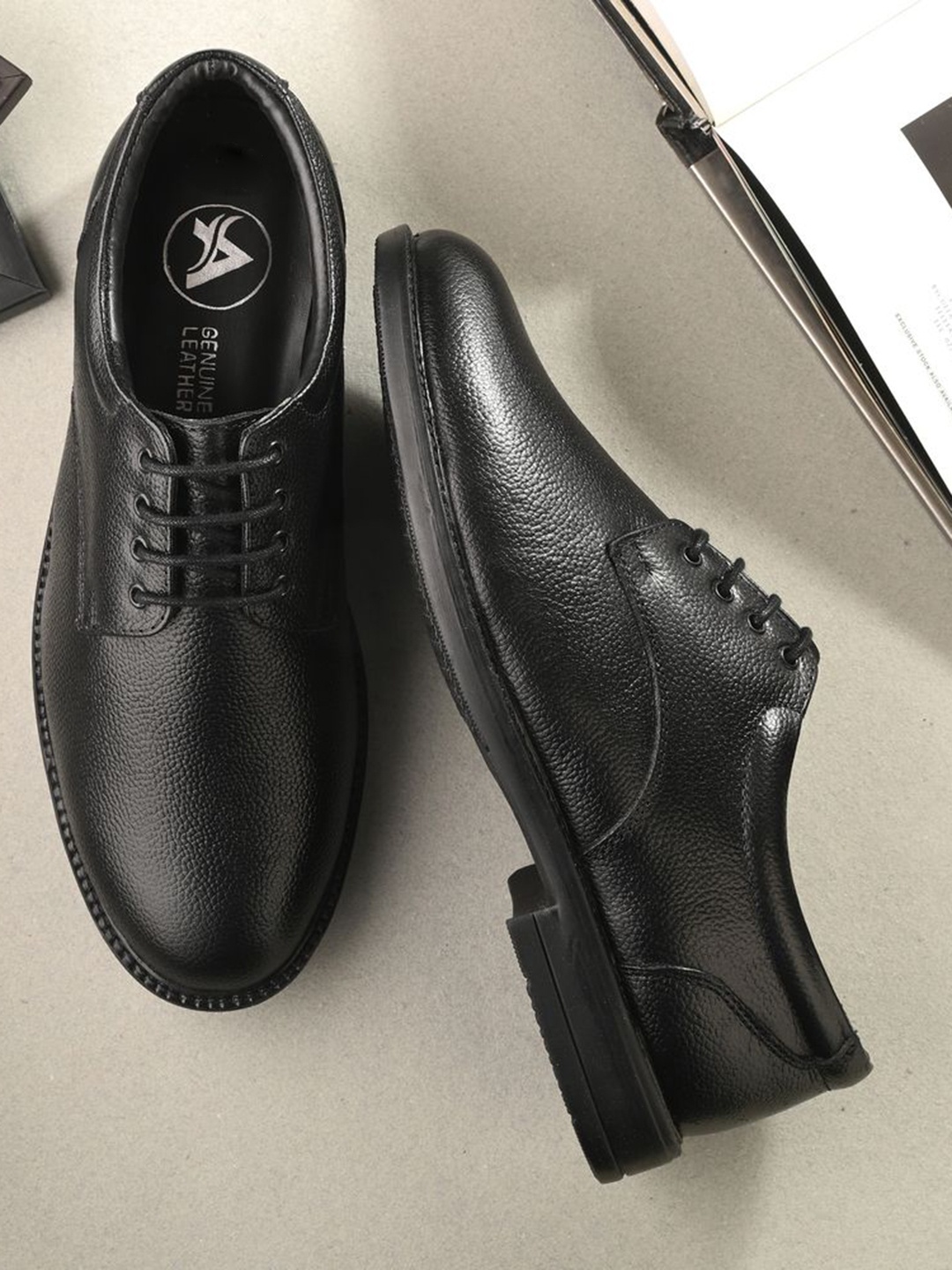 

Auserio Men Leather Formal Derbys, Black