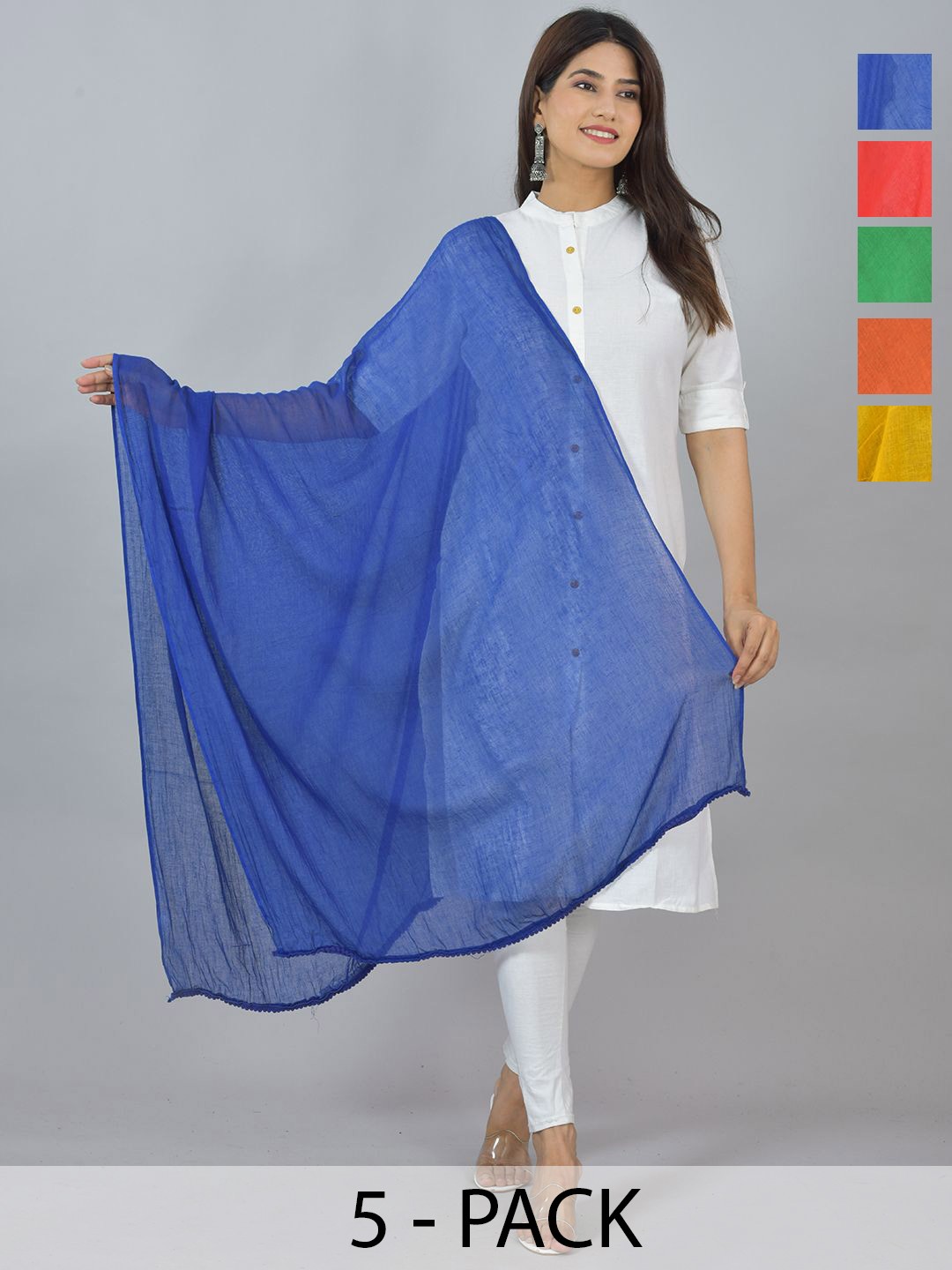 

LA FEMINAE Pack of 7 Pure Cotton Dupatta, Red