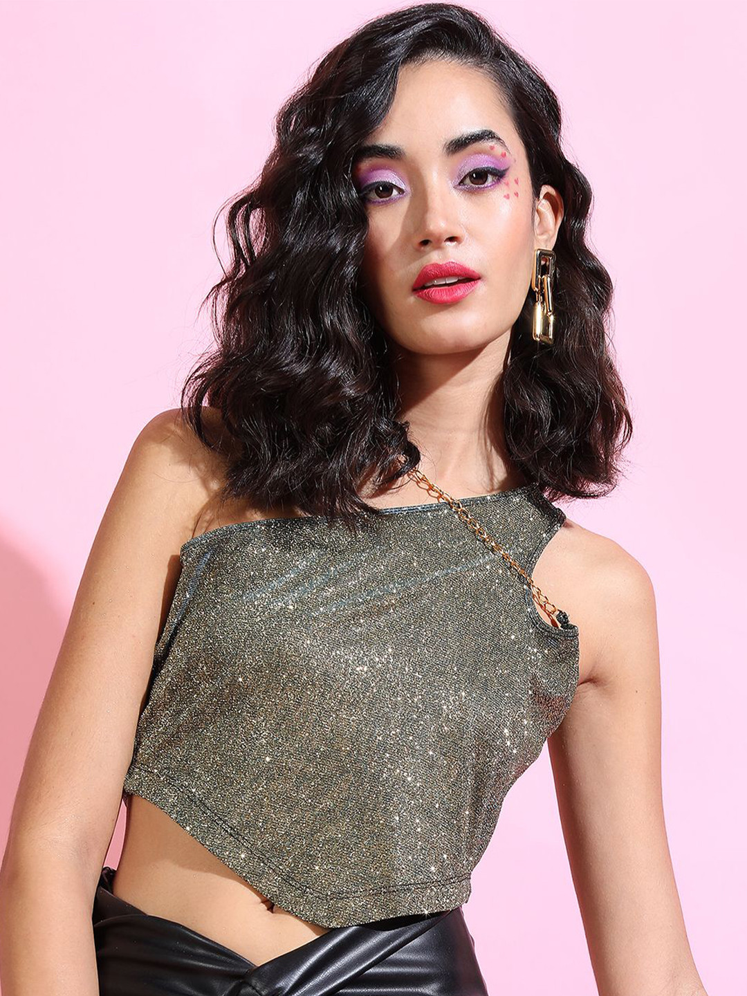 

Tokyo Talkies Print One Shoulder Top, Teal
