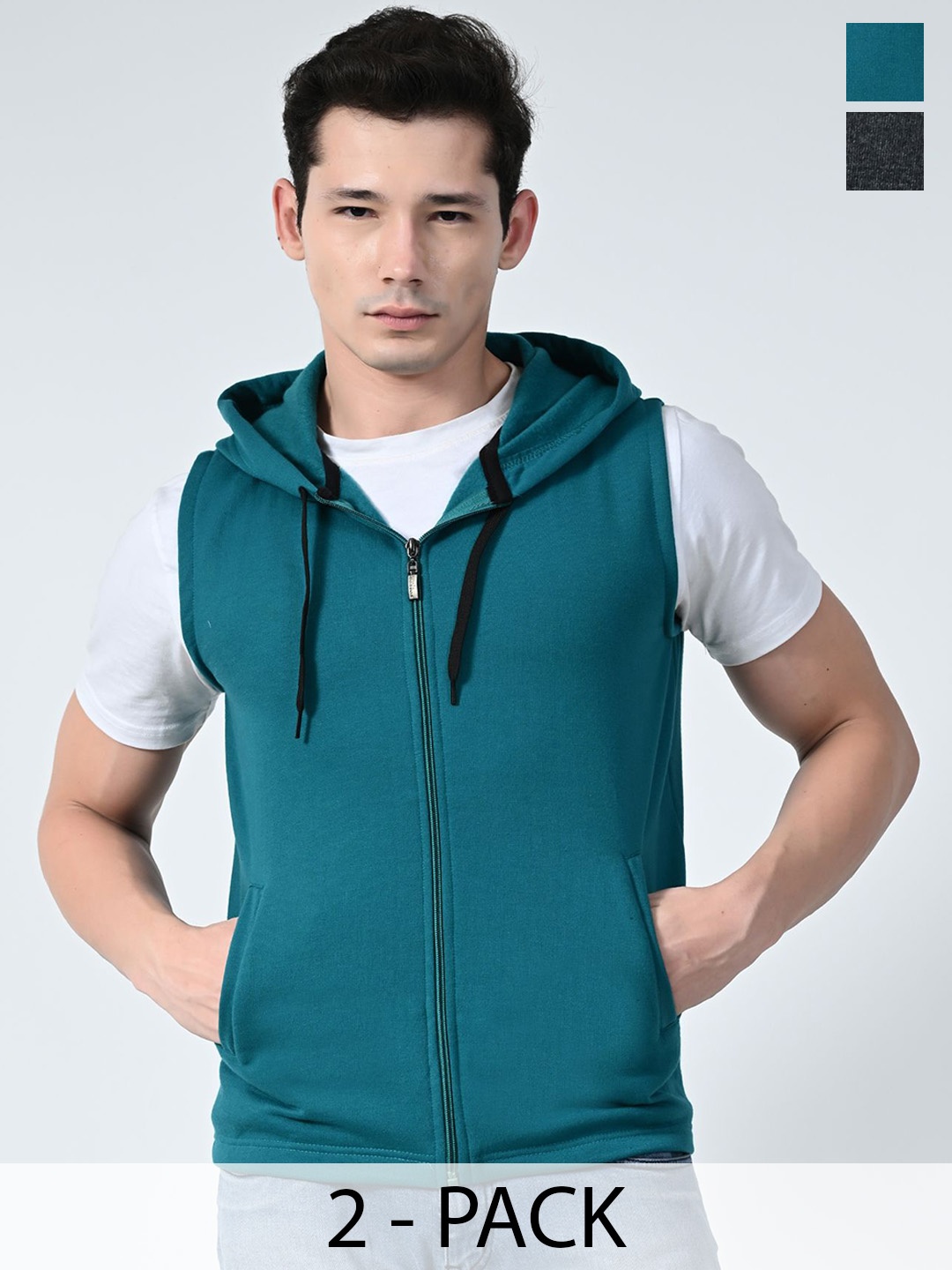 

BAESD Men Pack Of 2 Lightweight Open Front Jacket, Sea green