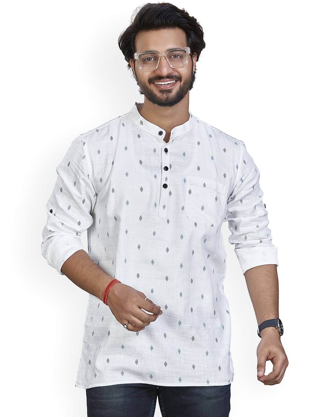 

Authentics Men Ethnic Motifs Thread Work Kurta, White