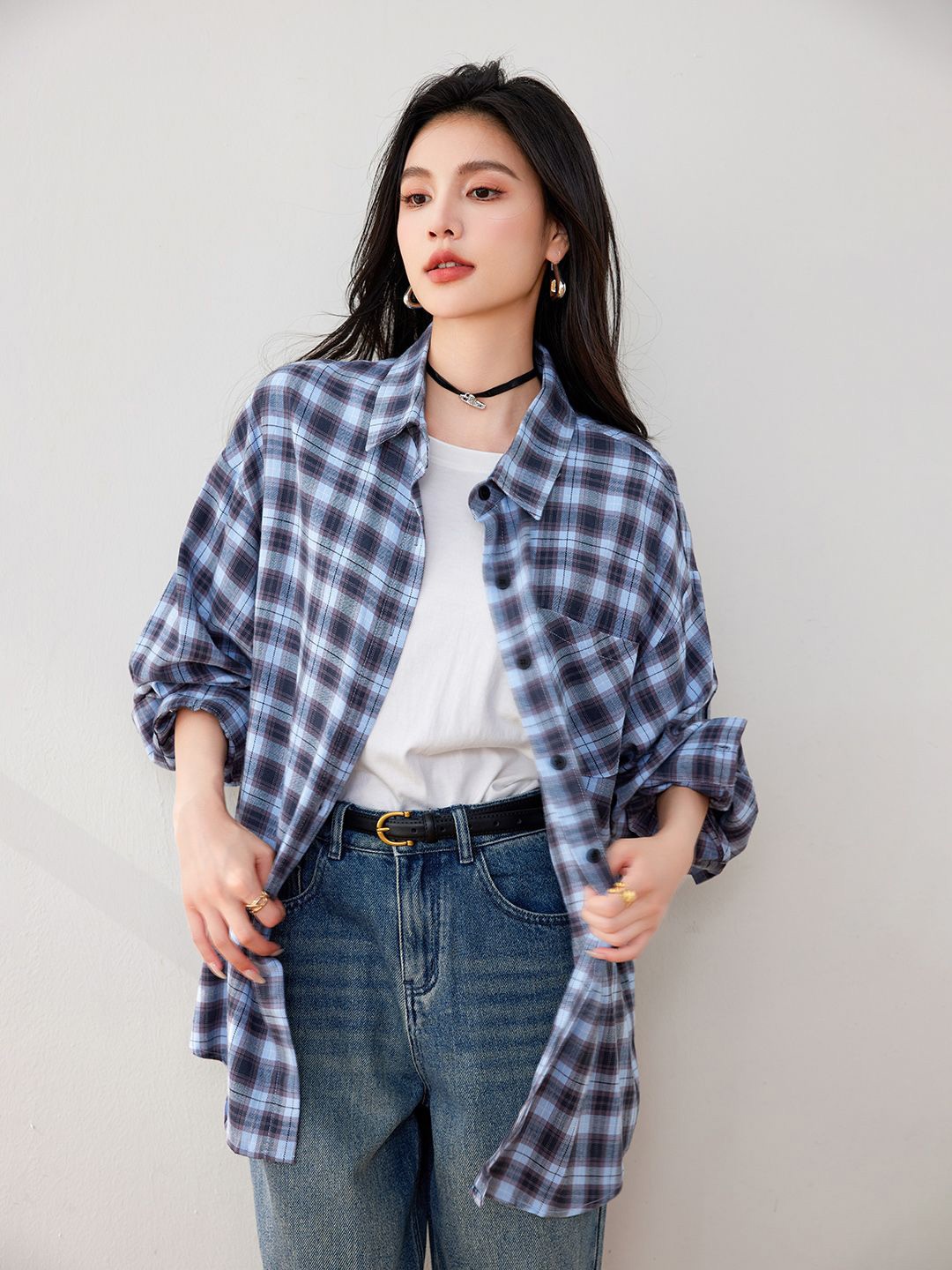 

JC Collection Women Opaque Checked Casual Shirt, Blue