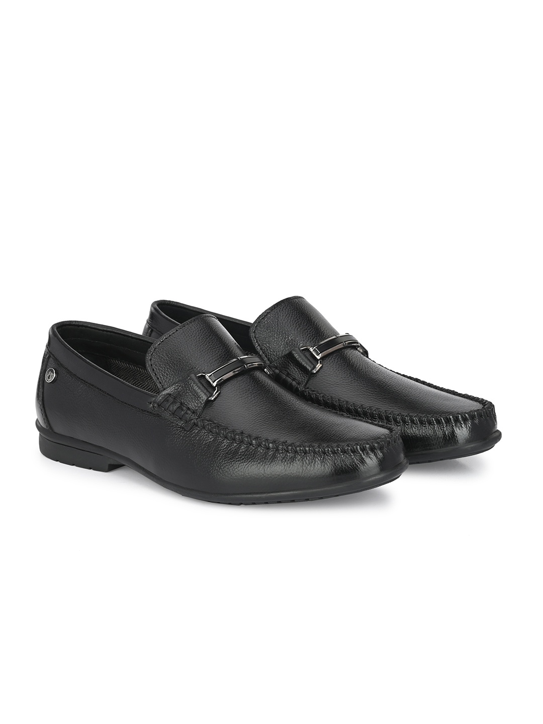 

MONDAIN Men Leather Loafers, Black