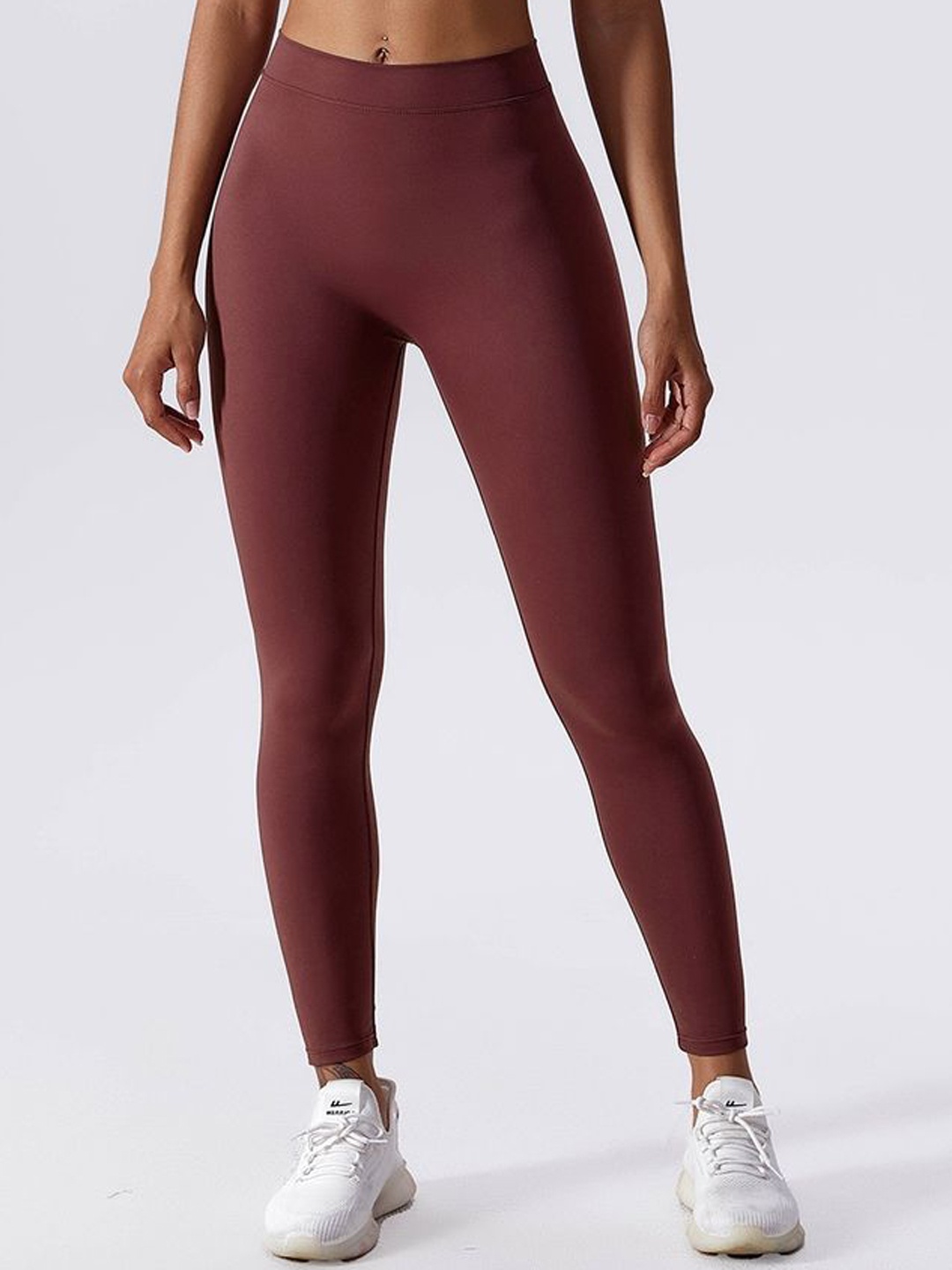 

LULU & SKY Women Solid High-rise Activewear Leggings, Burgundy