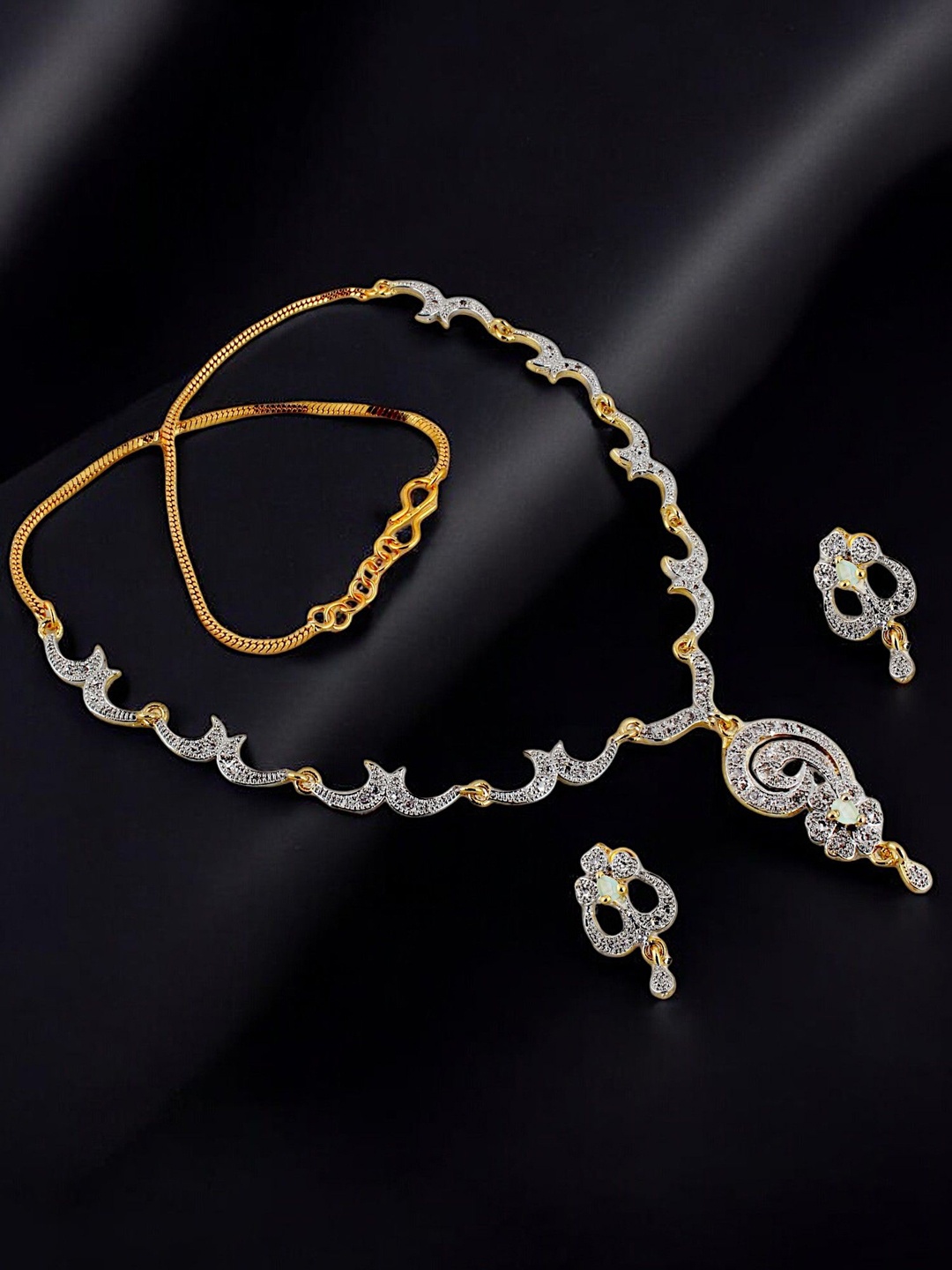 

LUCKY JEWELLERY 18K Gold Plated AD Studded Jewellery Set