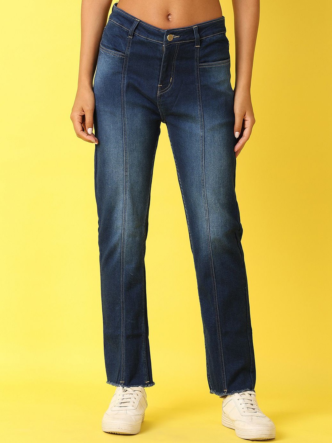 

V-Mart Women Straight Fit Cotton Jeans, Blue