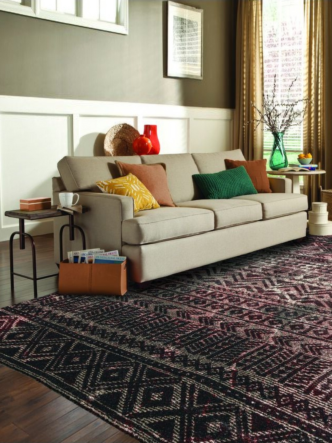 

DDecor Red Geometric Anti Skid Carpet