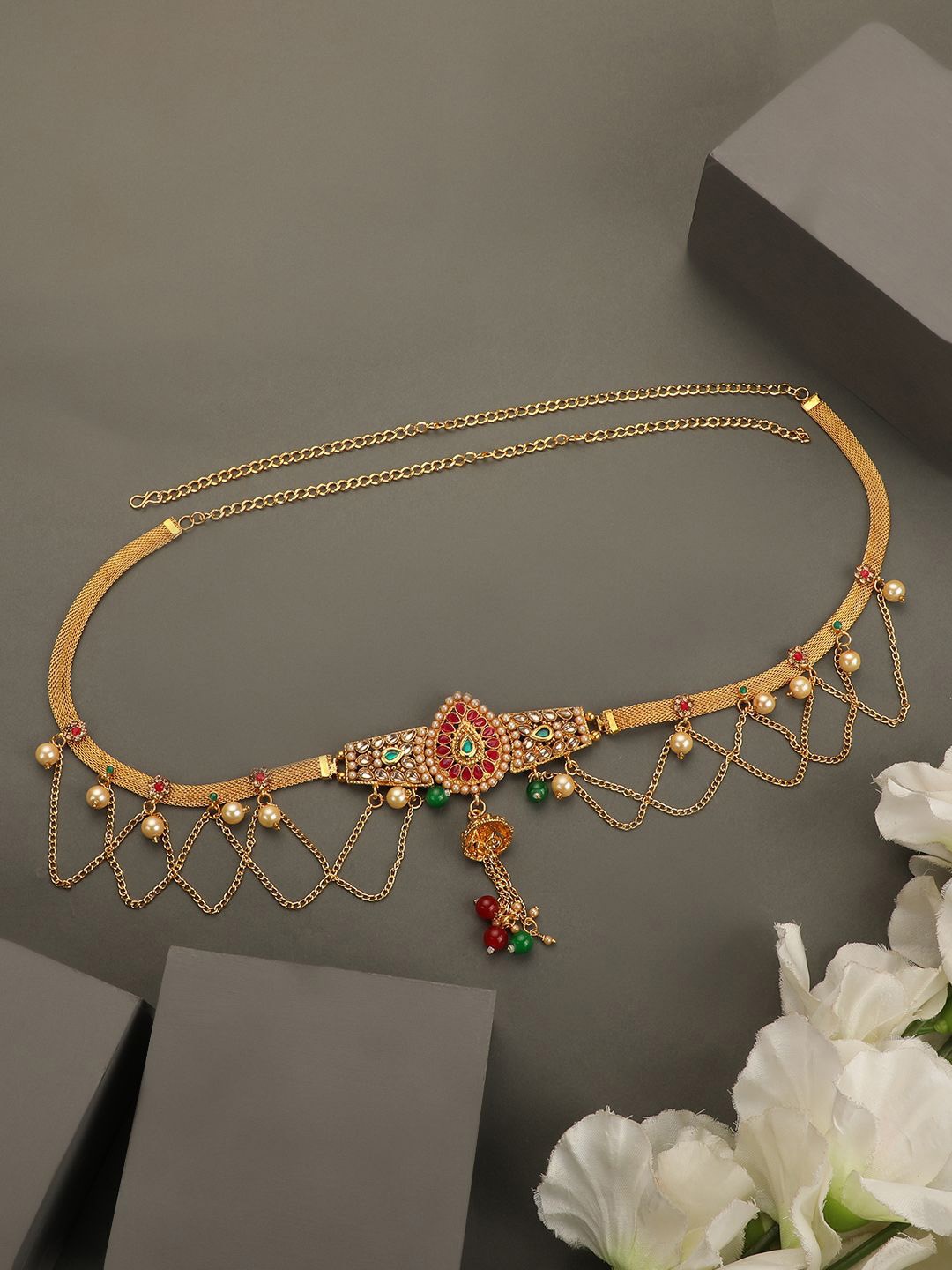 

ANIKAS CREATION 24K Gold-Plated Cubic Zirconia Studded Waist Chain