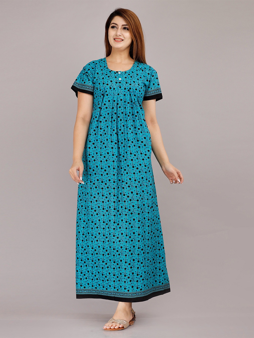

MAYA PRINT Printed Maxi Nightdress, Blue