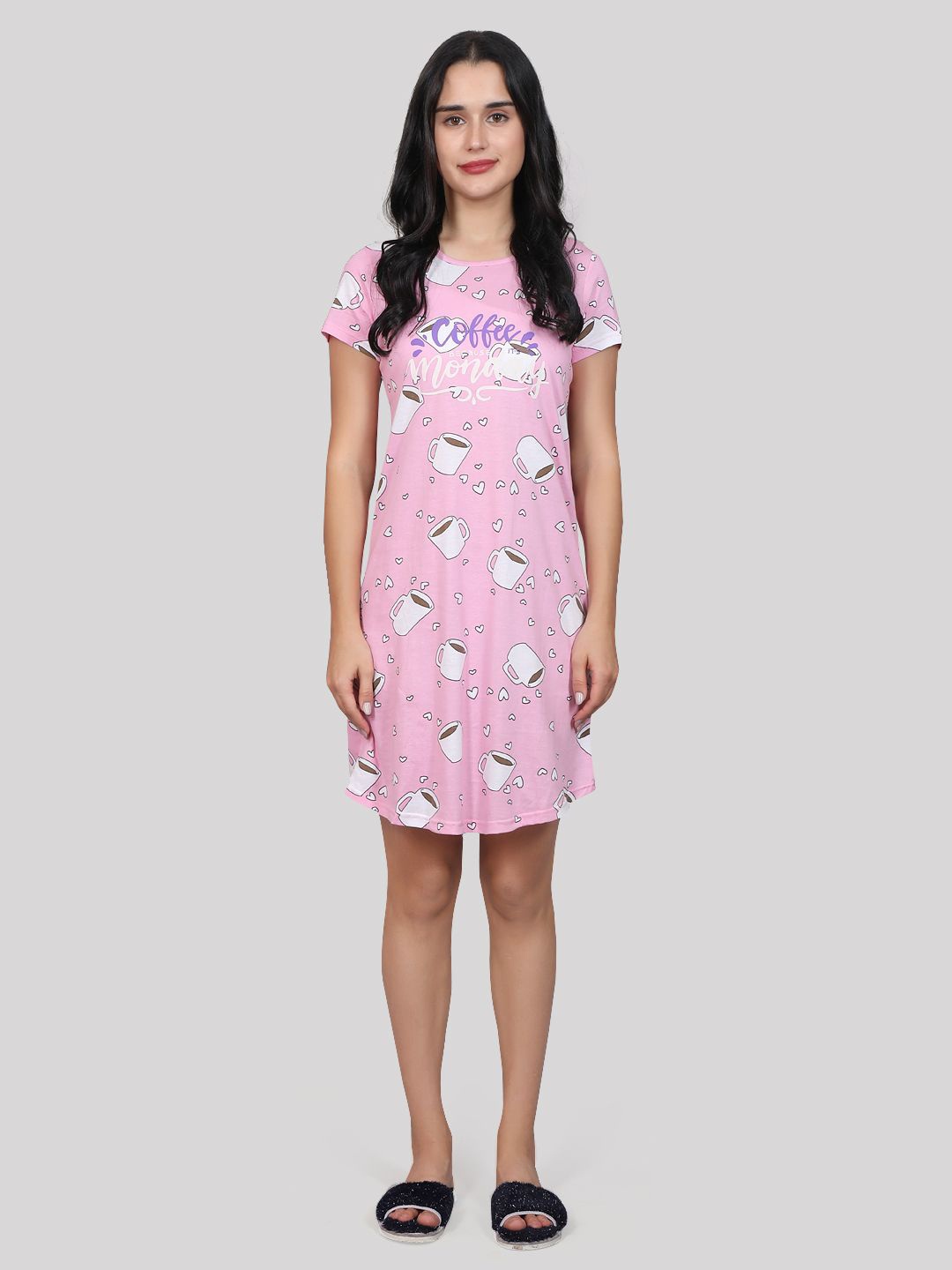 

evolove Printed Nightdress, Pink