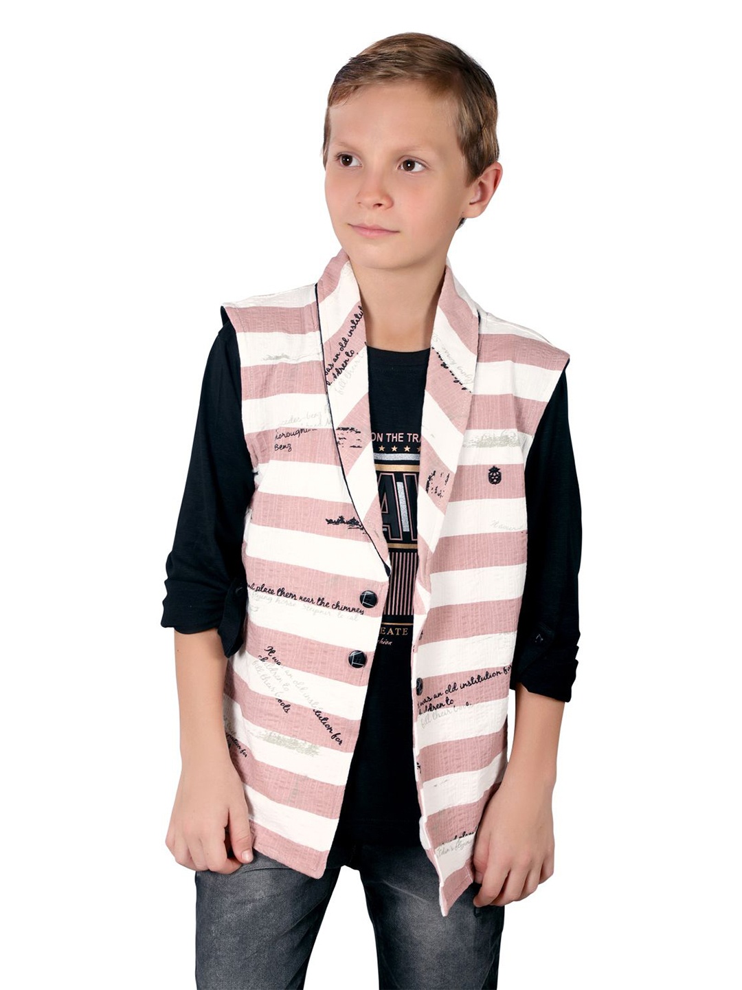 

MashUp Boys Striped Button Shrug, Pink
