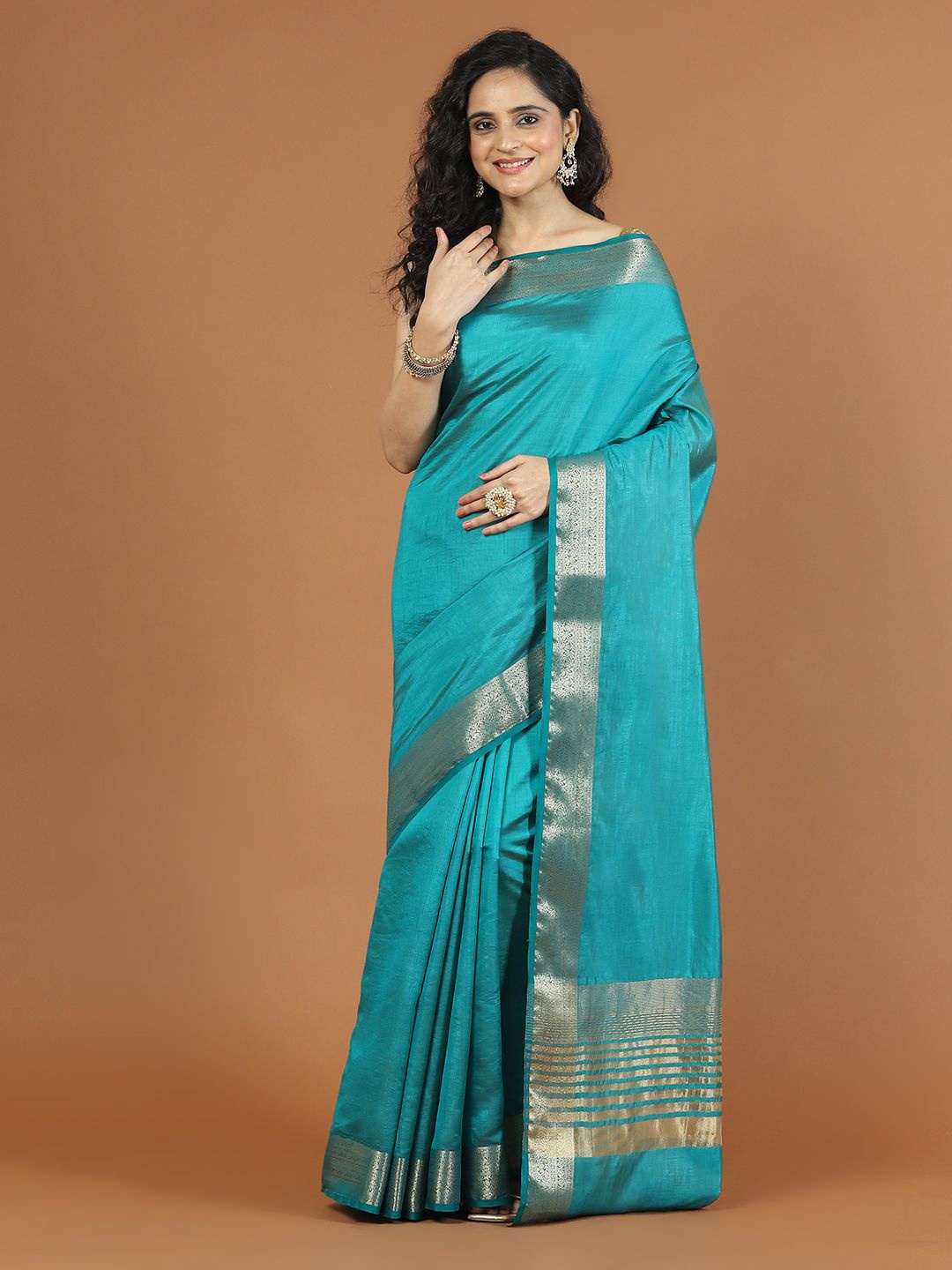 

Meena Bazaar Zari Art Silk Saree, Blue