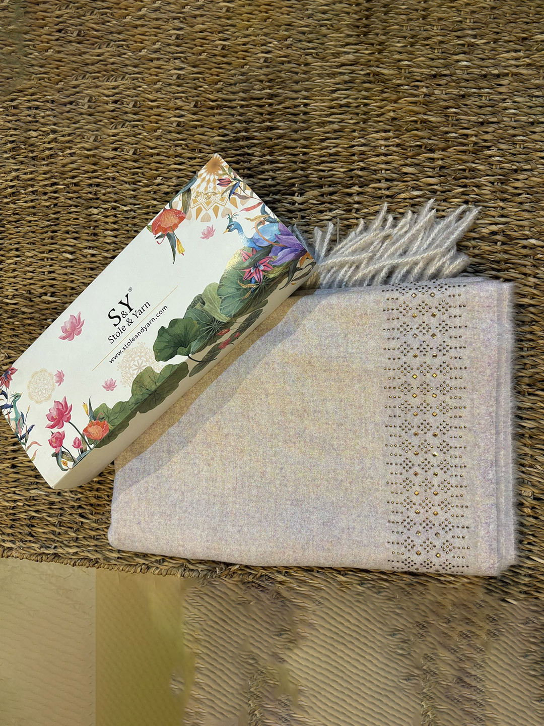 

Stole & Yarn Adults Embroidered Stoles, Cream