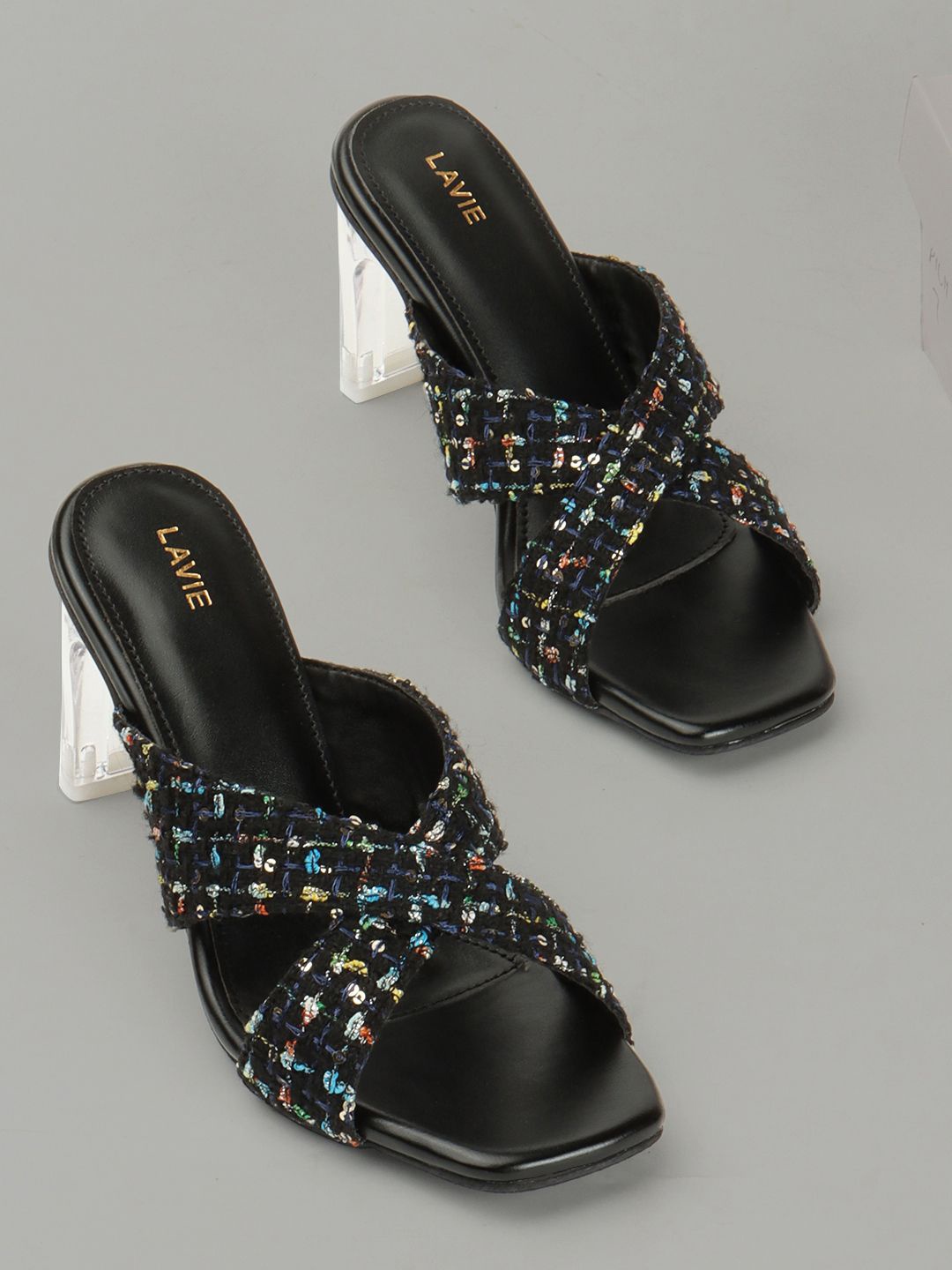 

Lavie Women Ethnic Block Open Back Sandals, Black