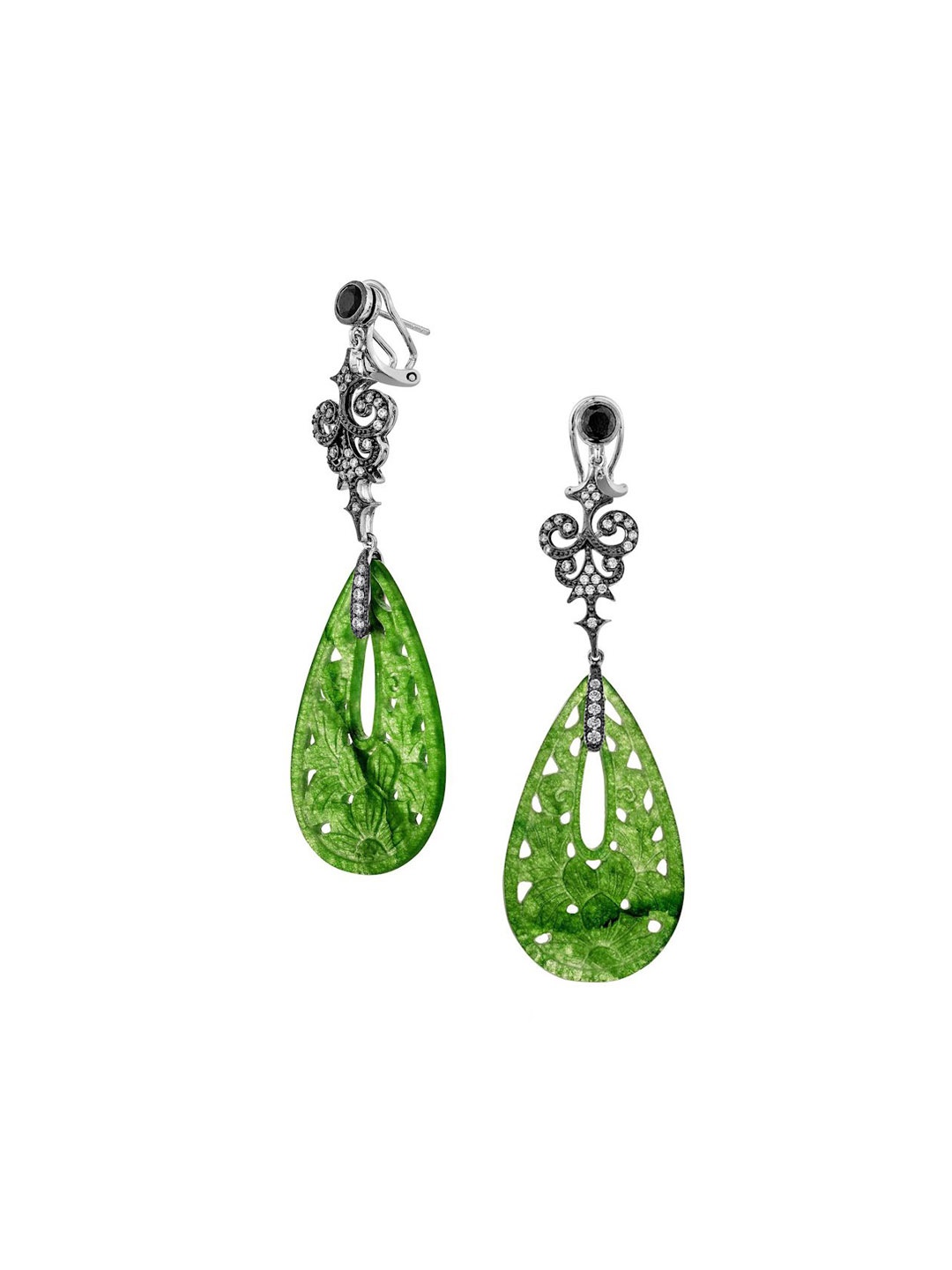 

MISS JO Mystic Floral Vine 925 Sterling Silver Rhodium-Plated Crystals Drop Earrings