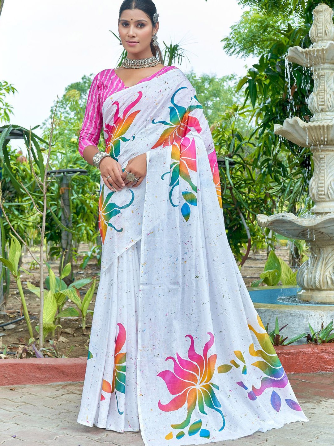 

Anouk Ethnic Motifs Pure Cotton Saree, White
