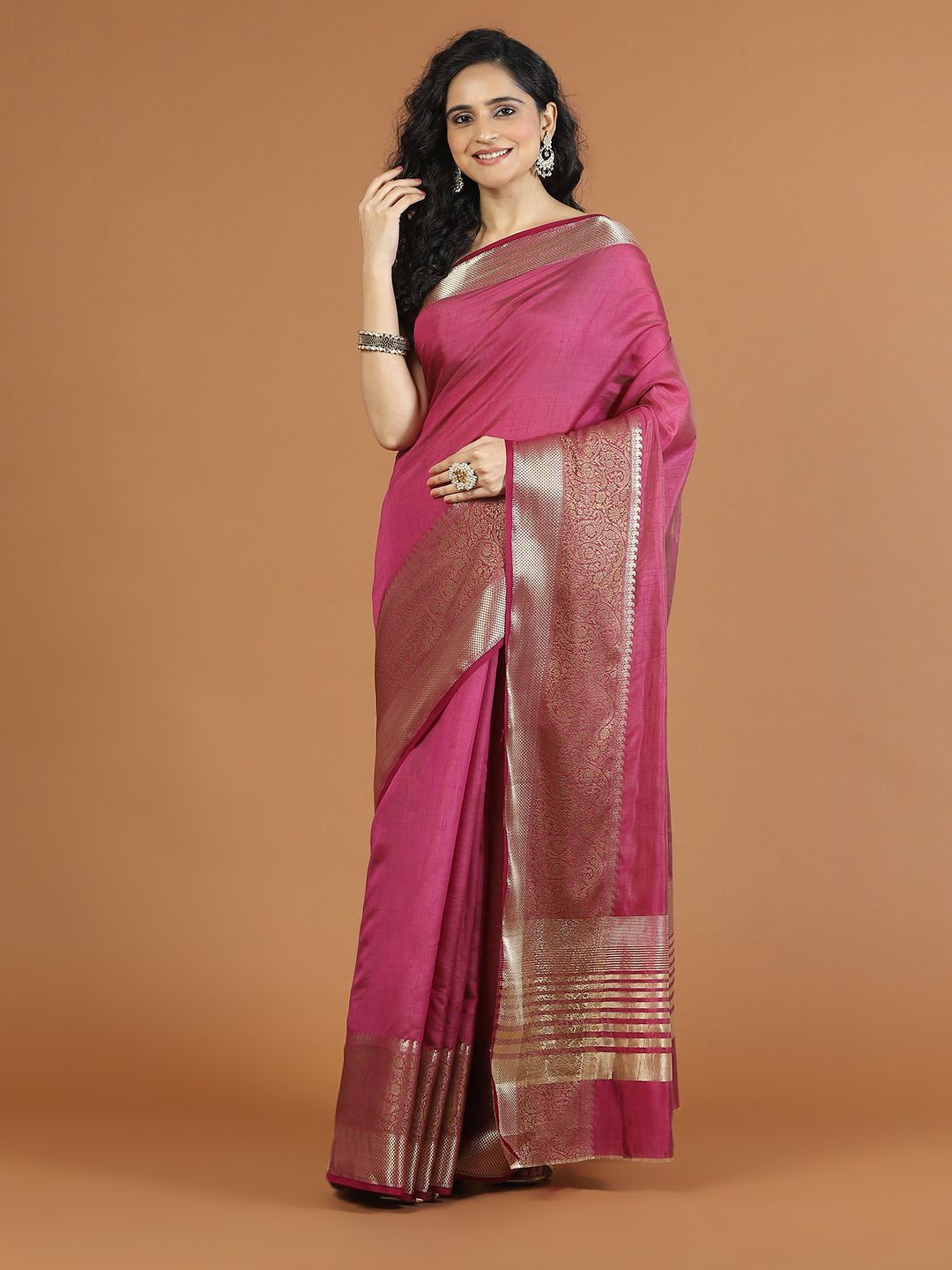 

Meena Bazaar Zari Art Silk Saree, Purple