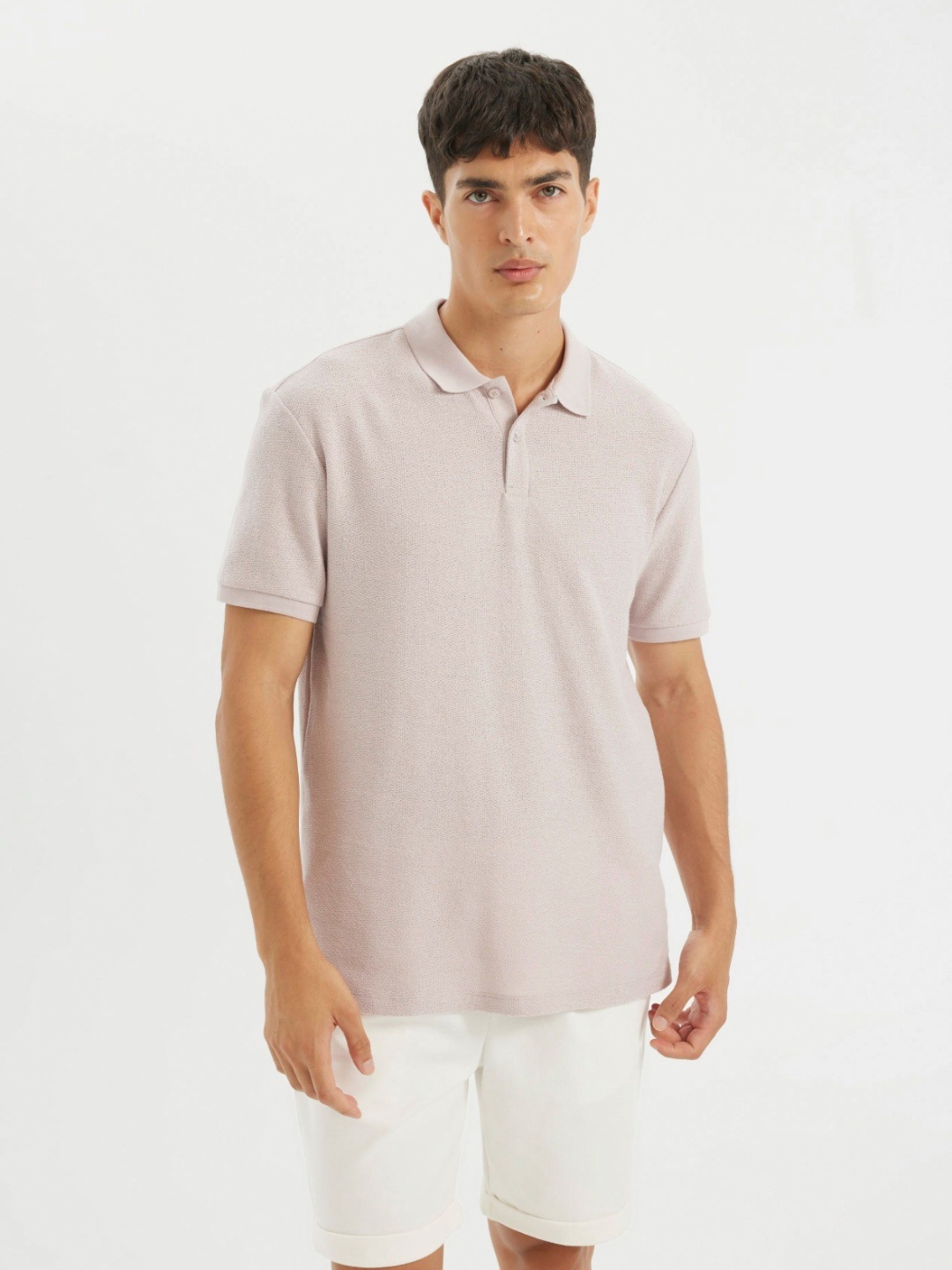 

DeFacto Men Pure Cotton Polo Collar Regular Fit T-shirt, Beige