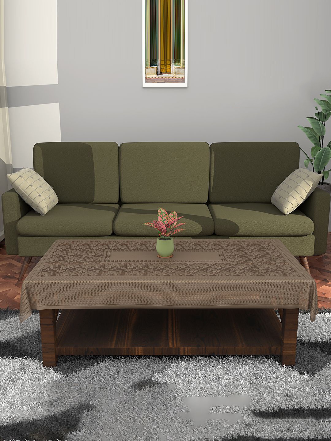 

Kuber Industries Brown Floral Printed Cotton 4 Seater Table Cover