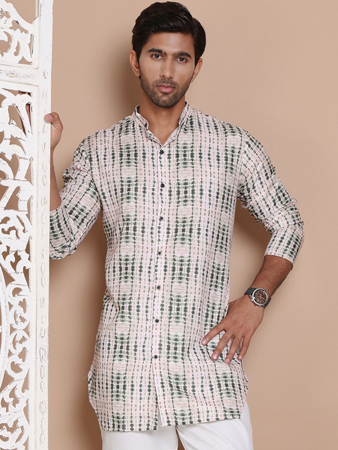 

Jompers Men Geometric Printed Kurta, White