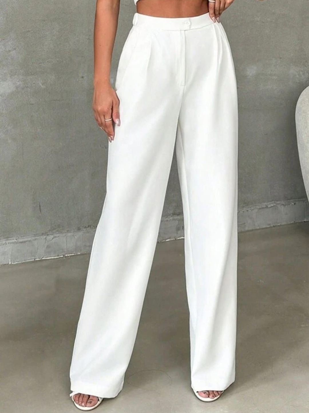 

Next One Women High-Rise Pleated Korean Trousers, White