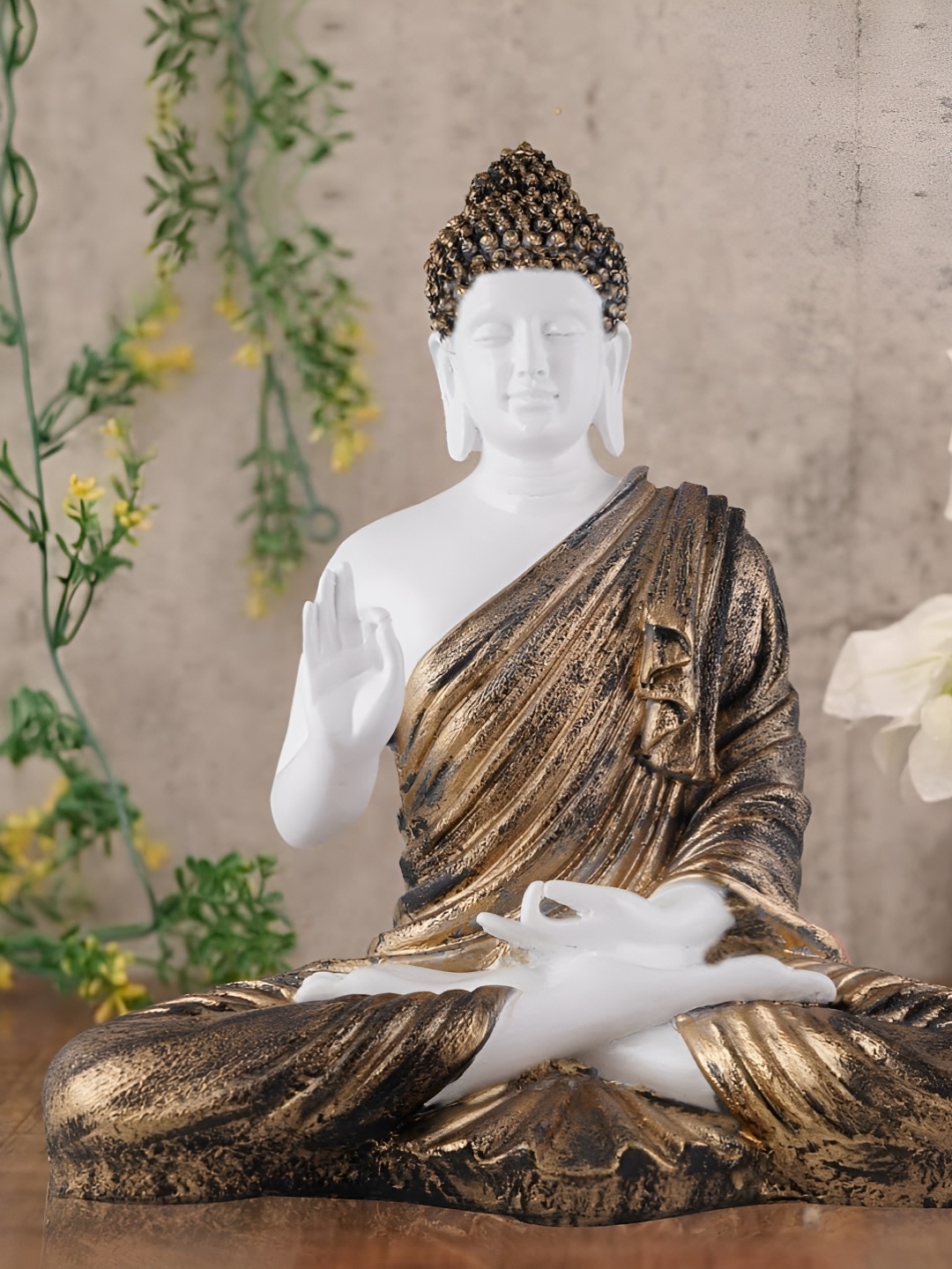 

Zart Brown & White Buddha Idol Showpiece