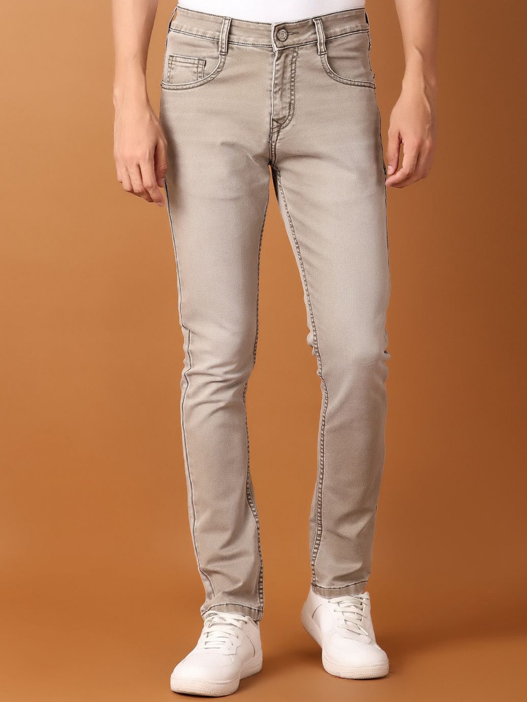 

V-Mart Men Slim Fit Clean Look No Fade Jeans, Brown