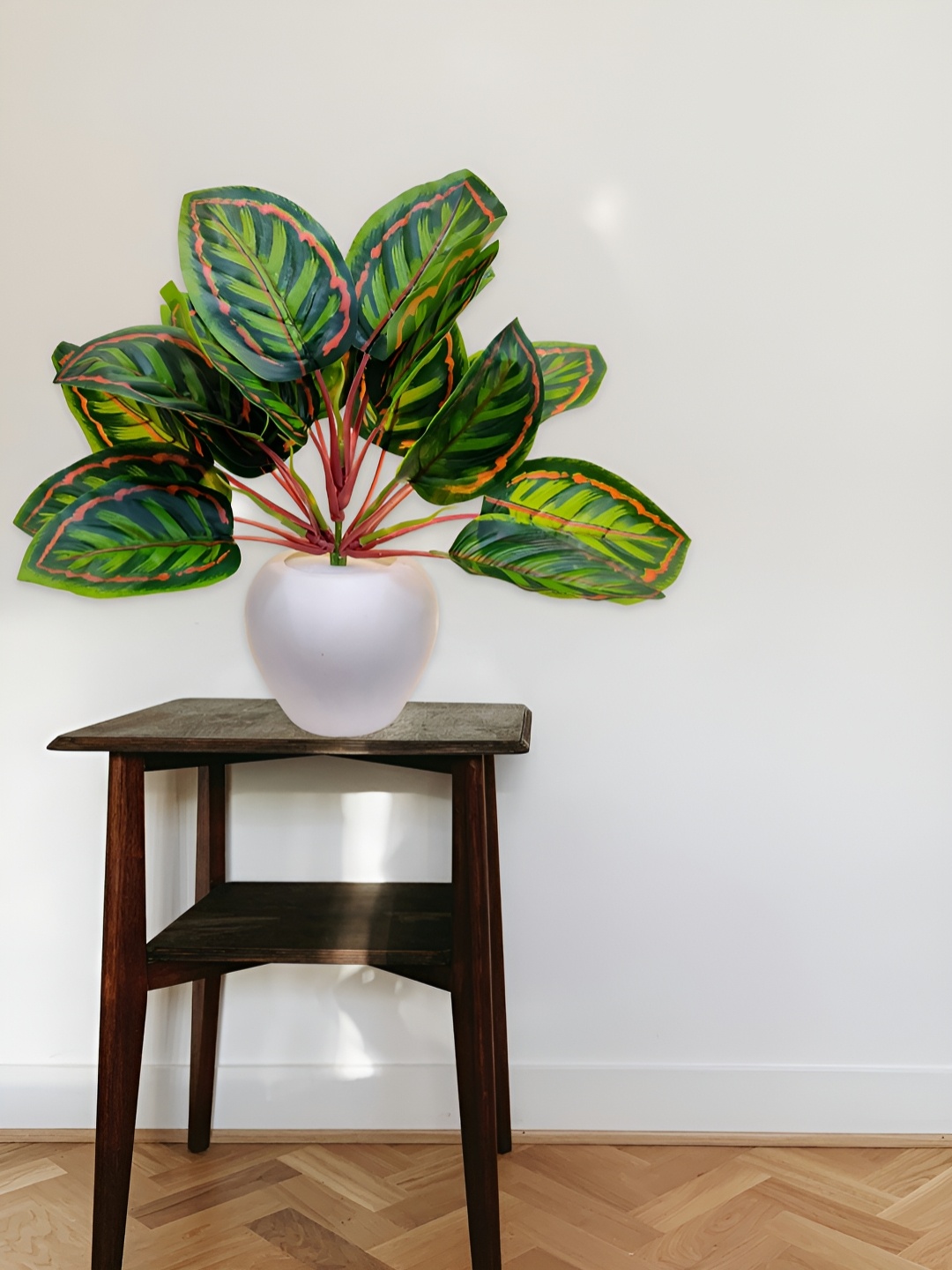 

ARTSY Green and White Calathea Artificial Flower With Pot
