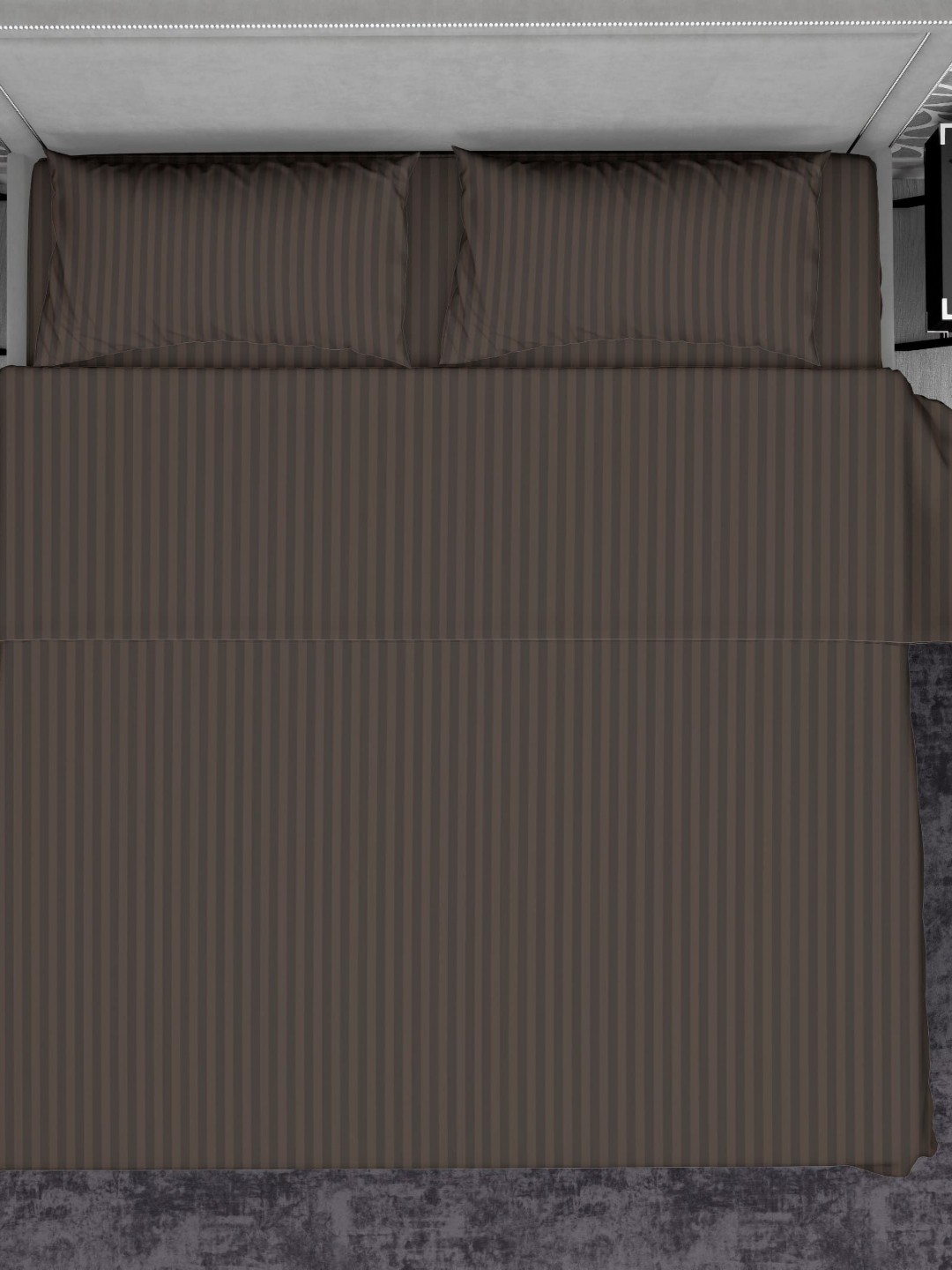 

HOME PLUS STUDIOS Brown Striped Cotton Satin 210 TC King Bedsheet with 2 Pillow Covers