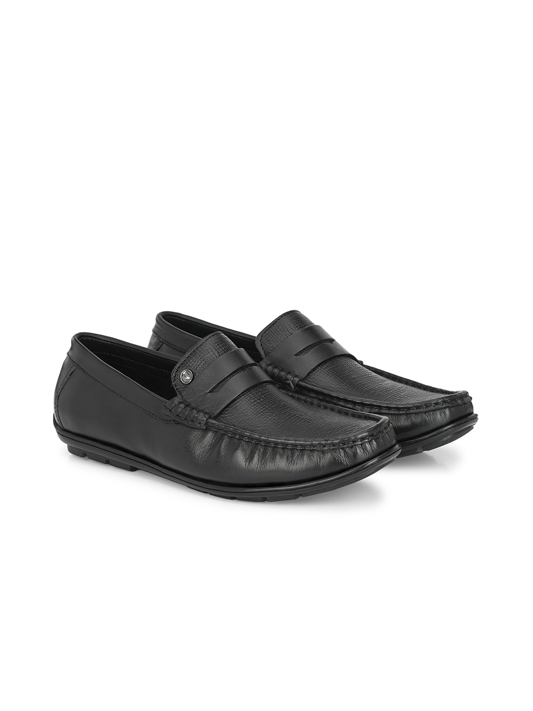 

MONDAIN Men Leather Loafers, Black