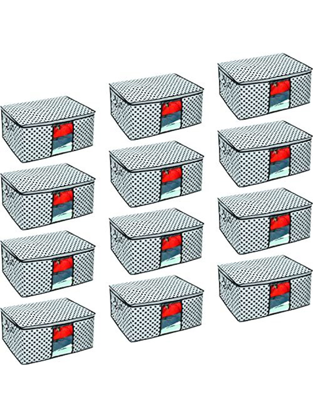 

prettykrafts Grey & Black Printed 12 Pieces Reusable Multi-Utility Organisers